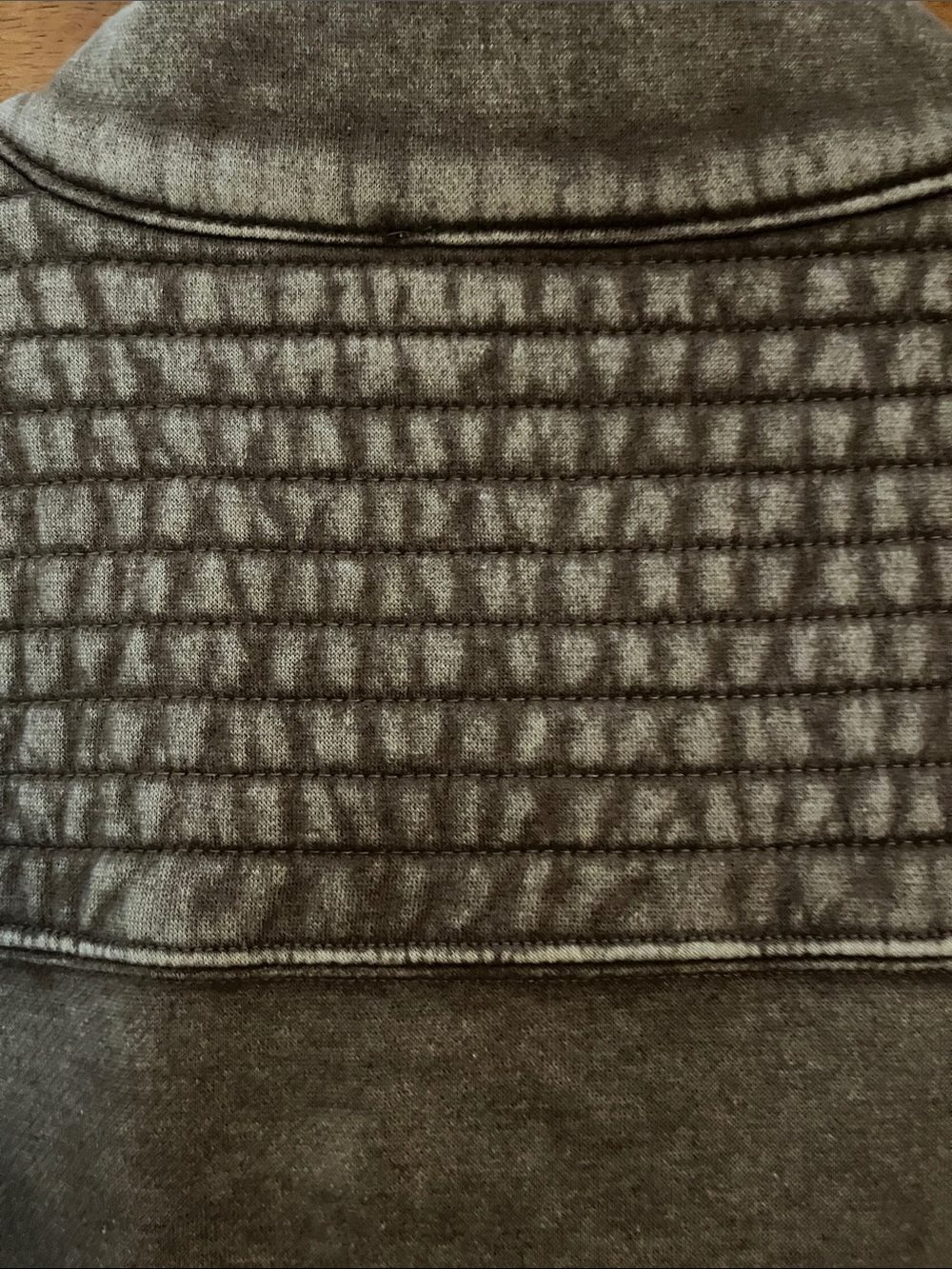 Zenana Acid Washed Brown Snap Mock-Neck Pullover Sweatshirt w/Flap Chest Pockets - Picture 9 of 12